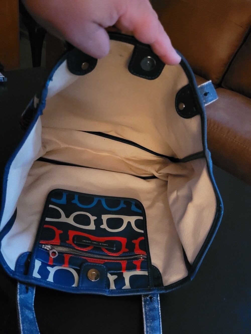 Marc Jacobs Colorblock Sunglasses Print Tote Bag - Blue/Red/Cream - Picture 7 of 10
